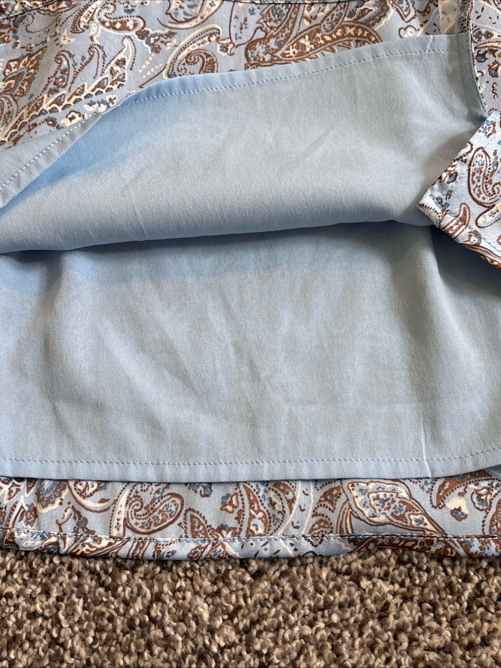 Hollister Blue Brown Paisley High Rise Mini Skirt Side Slit XS Lined Satin Y2K - Picture 7 of 11